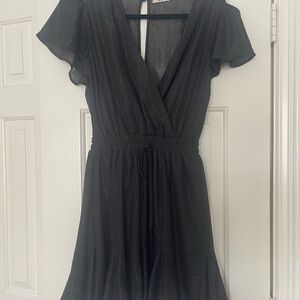 Francesca's Collections Black Flutter Sleeve Mini Sundress